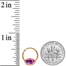 Load image into Gallery viewer, 16G 3/8 Purple Tourmaline Rose Gold Tone Hinged Segment Ring
