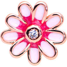 Load image into Gallery viewer, 16G 5/16 Clear Gem Rose Gold Hue Pink Flower Labret Monroe Tragus
