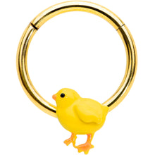 Load image into Gallery viewer, 16G 3/8 Gold Tone Yellow Easter Chick Hinged Segment Ring
