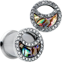 Load image into Gallery viewer, Clear Gem Iridescent Crescent Moon Tunnel Plug Set
