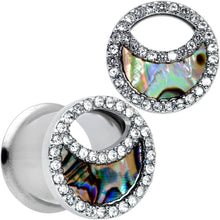 Load image into Gallery viewer, Clear Gem Iridescent Crescent Moon Tunnel Plug Set
