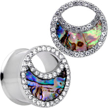Load image into Gallery viewer, Clear Gem Iridescent Crescent Moon Tunnel Plug Set
