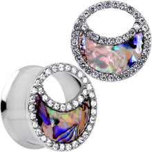 Load image into Gallery viewer, Clear Gem Iridescent Crescent Moon Tunnel Plug Set
