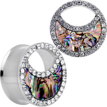 Load image into Gallery viewer, Clear Gem Iridescent Crescent Moon Tunnel Plug Set
