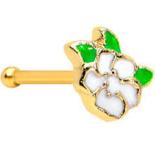 Load image into Gallery viewer, 20G 1/4 Gold Tone White Spring Flower Nose Bone
