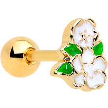 Load image into Gallery viewer, 16G 1/4 Gold Tone White Spring Flower Cartilage Tragus Earring
