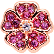 Load image into Gallery viewer, 20G 1/4 Clear Pink Gem Rose Gold Tone Heart Flower Nose Bone
