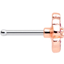 Load image into Gallery viewer, 20G 1/4 Clear Pink Gem Rose Gold Tone Heart Flower Nose Bone
