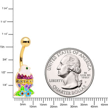 Load image into Gallery viewer, Clear Purple Blue Gem Gold Tone Hatched Chick Easter Egg Belly Ring
