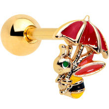 Load image into Gallery viewer, 16G 1/4 Gold Tone Rainy Day Umbrella Bee Cartilage Tragus Earring
