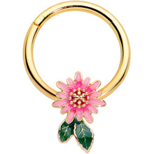 Load image into Gallery viewer, 16G 3/8 Gold Tone Pink Spring Flower Hinged Segment Ring
