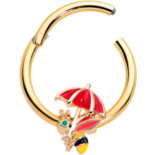 Load image into Gallery viewer, 16G 3/8 Gold Tone Rainy Day Umbrella Bee Hinged Segment Ring
