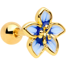 Load image into Gallery viewer, 16G 1/4 Gold Tone White Blue Flower Cartilage Tragus Earring
