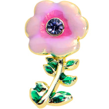 Load image into Gallery viewer, 16G 1/4 Purple Gem Gold Tone Pink Flower Cartilage Tragus Earring
