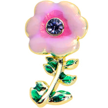 Load image into Gallery viewer, 16G 5/16 Purple CZ Gem Gold Tone Pink Flower Labret Monroe Tragus

