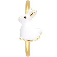 Load image into Gallery viewer, 20G 5/16 Gold Tone White Rabbit Easter Bunny Nose Hoop
