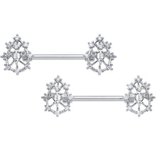 Load image into Gallery viewer, 14G 9/16 Clear CZ Gem Constellation Barbell Nipple Ring Set
