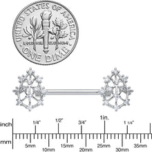 Load image into Gallery viewer, 14G 9/16 Clear CZ Gem Constellation Barbell Nipple Ring Set

