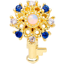 Load image into Gallery viewer, 20G 5/16 White Synthetic Opal Gold Tone Key Nose Hoop
