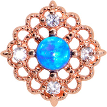 Load image into Gallery viewer, 20G 5/16 Blue Synthetic Opal Lacy Rosy Tone Nose Bone
