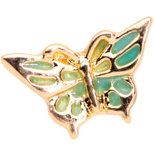 Load image into Gallery viewer, 16G 5/16 Gold Tone Green Inlay Butterfly Labret Monroe Tragus
