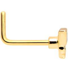 Load image into Gallery viewer, 20G 7mm Gold Tone Green Inlay Butterfly L Shaped Nose Ring
