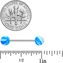 Load image into Gallery viewer, Blue Bioplast Glitter Half Ball Barbell Tongue Ring Set of 4
