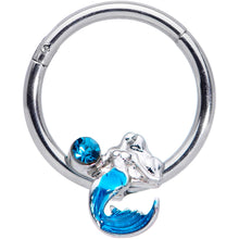 Load image into Gallery viewer, 16G 3/8 Aqua Gem Blue Mermaid Hinged Segment Ring
