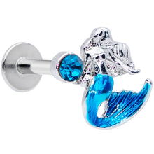 Load image into Gallery viewer, 16G 5/16 Aqua Gem Blue Mermaid Labret Monroe Tragus
