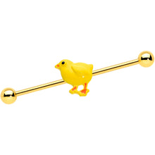 Load image into Gallery viewer, 14G Gold Tone Yellow Easter Chick Industrial Barbell 38mm
