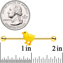 Load image into Gallery viewer, 14G Gold Tone Yellow Easter Chick Industrial Barbell 38mm
