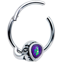 Load image into Gallery viewer, 16G 3/8 Blue Faux Opal Elegant Elephant Hinged Segment Ring
