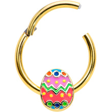Load image into Gallery viewer, 16G 3/8 Gold Tone Funky Painted Easter Egg Hinged Segment Ring
