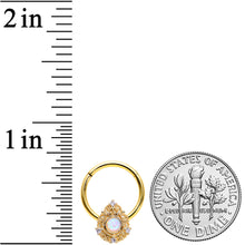 Load image into Gallery viewer, 16G 3/8 White Synthetic Opal Gold Tone Elegant Hinged Segment Ring

