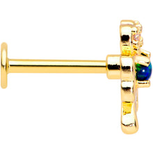 Load image into Gallery viewer, 16G 5/16 Green Synthetic Opal Gold Tone Shamrock Labret Tragus
