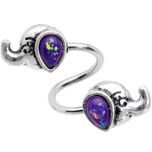 Load image into Gallery viewer, Blue Faux Opal Elegant Elephants Spiral Twister Belly Ring
