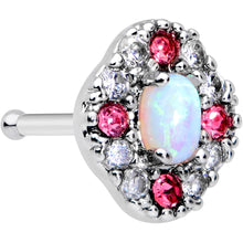 Load image into Gallery viewer, 20G 5/16 White Synthetic Opal Glam Oval Nose Bone
