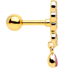 Load image into Gallery viewer, 16G 1/4 Clear Red Gem Gold Tone Airy Wing Cartilage Tragus
