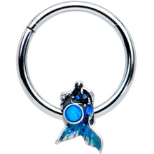 Load image into Gallery viewer, 16G 3/8 Blue Synthetic Opal Blue Tail Mermaid Hinged Segment Ring
