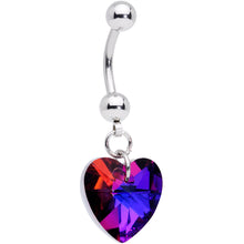 Load image into Gallery viewer, Purple Gem Heart Dangle Belly Ring
