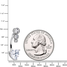 Load image into Gallery viewer, Clear CZ Gem Triple Drop Heart Belly Ring
