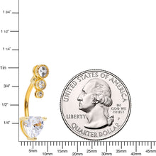 Load image into Gallery viewer, Clear CZ Gem Gold Tone Triple Drop Heart Belly Ring
