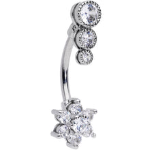 Load image into Gallery viewer, Clear CZ Gem Triple Drop Flower Belly Ring
