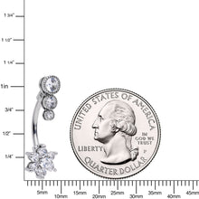 Load image into Gallery viewer, Clear CZ Gem Triple Drop Flower Belly Ring
