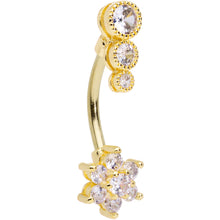 Load image into Gallery viewer, Clear CZ Gem Gold Tone Triple Drop Flower Belly Ring
