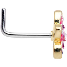 Load image into Gallery viewer, 20G 1/4 Clear Purple Gem Flower L Shape Nose Ring
