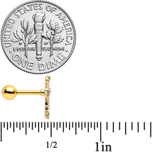 Load image into Gallery viewer, 16G 1/4 Aurora CZ Gem Gold Tone Elegant Cross Cartilage Tragus
