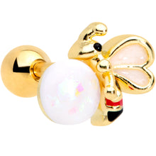 Load image into Gallery viewer, 16G 1/4 White Faux Opal Gold Tone Insect Cartilage Tragus Earring
