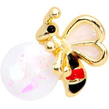 Load image into Gallery viewer, 16G 1/4 White Faux Opal Gold Tone Insect Cartilage Tragus Earring
