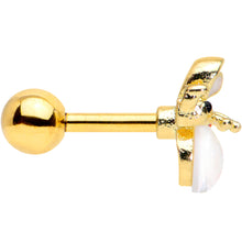 Load image into Gallery viewer, 16G 1/4 White Faux Opal Gold Tone Insect Cartilage Tragus Earring
